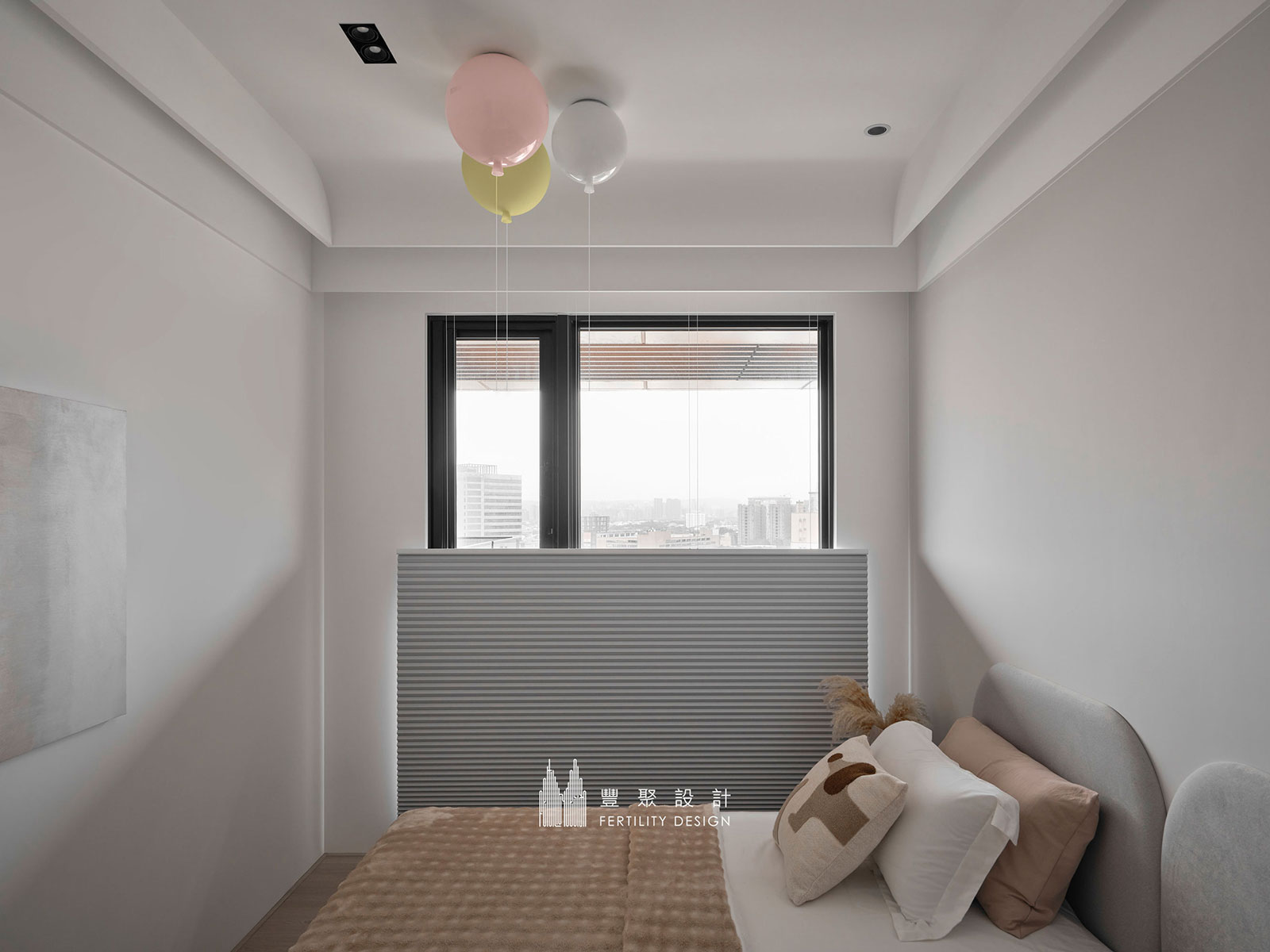 新竹室內設計-豪宅設計-女孩房設計-繃布-氣球燈