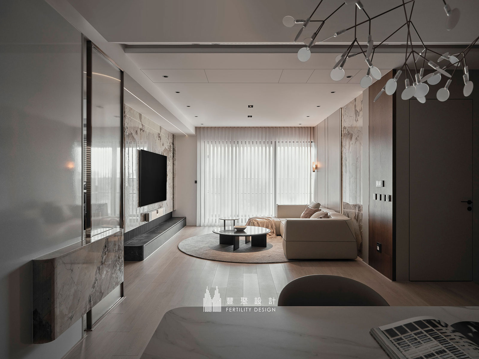 新竹室內設計-大理石電視牆面-豪宅客廳-大坪數設計