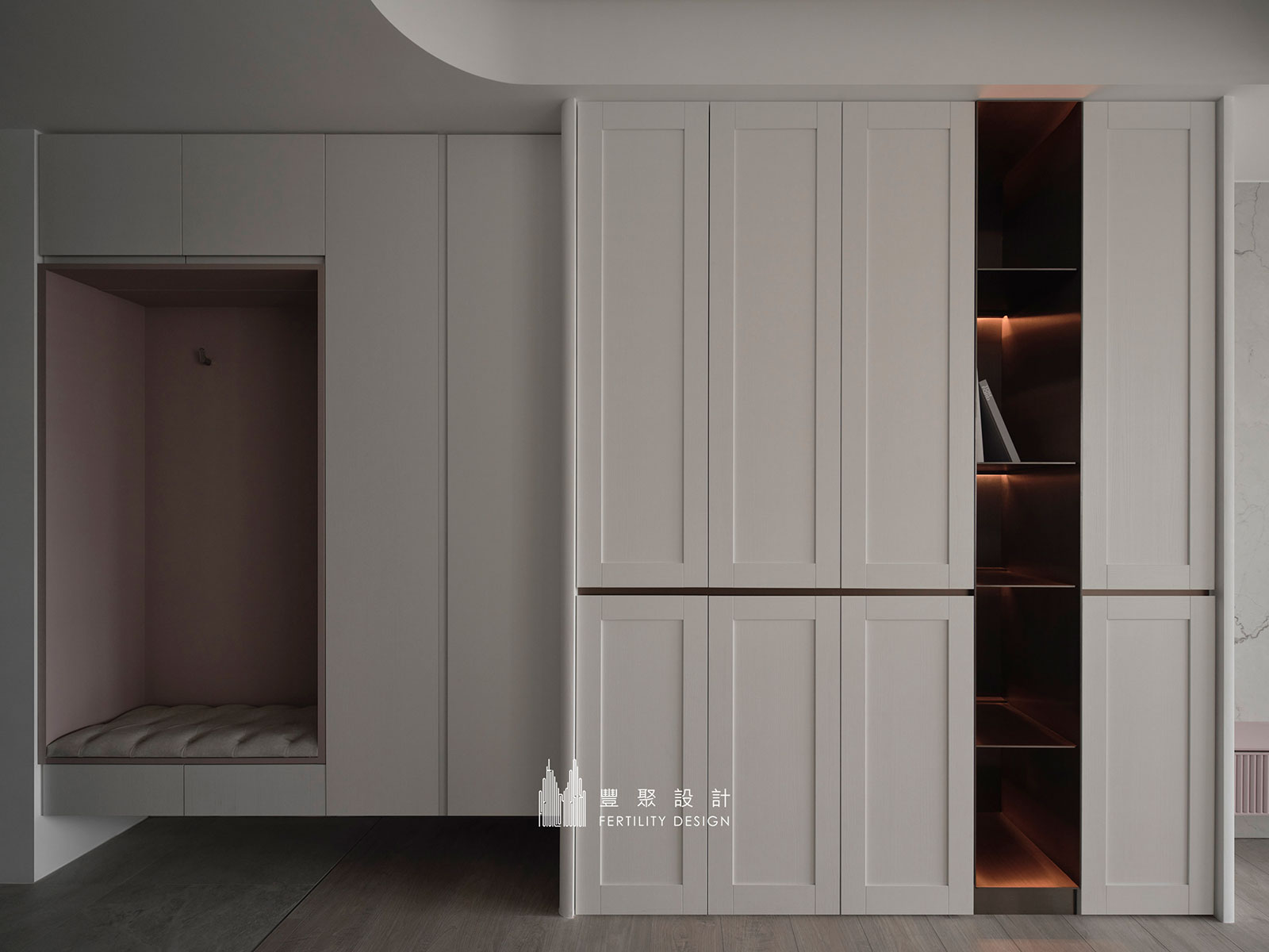 客變設計、台中室內設計、輕奢風設計、輕美式設計、框形木百葉